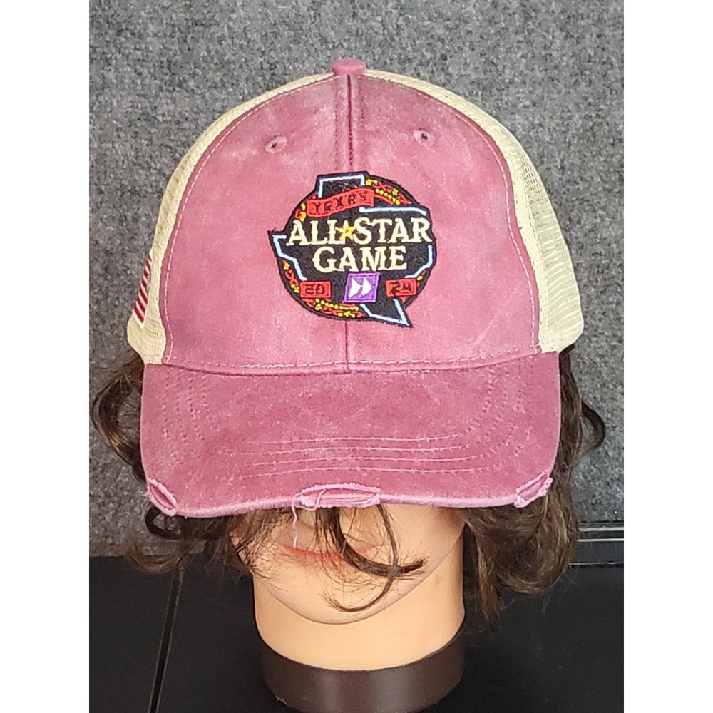 Texas All Star Game 2024 Adams Distressed Pink Trucker Hat Baseball Cap Casual